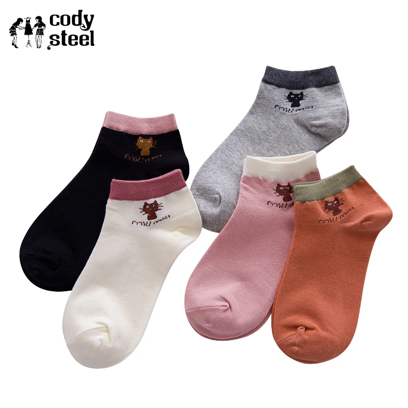 Хлопковые носки лодочки Cody милые женские короткие с мультяшным рисунком