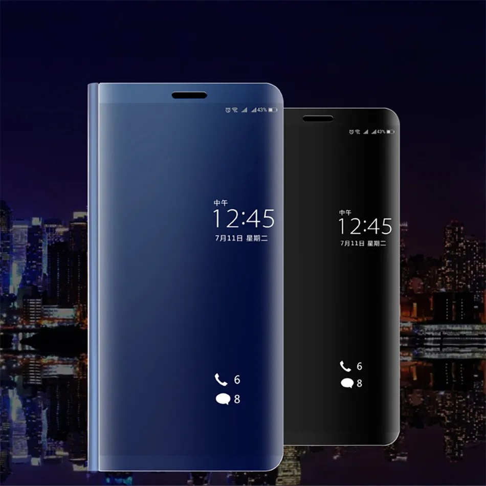 Mirror flip phone case with stand function For Huawei Mate 9 | Мобильные телефоны и аксессуары