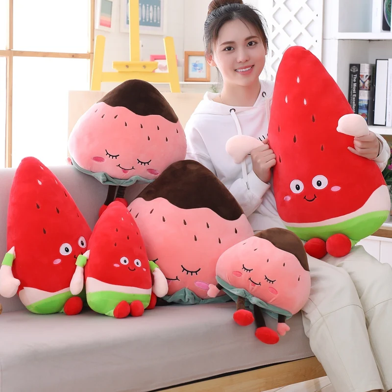 35-70 см Kawaii арбуз и клубника Плюшевые игрушечные растения мультфильм милые мягкие куклы подушка для мальчиков подушка для девочек для детей