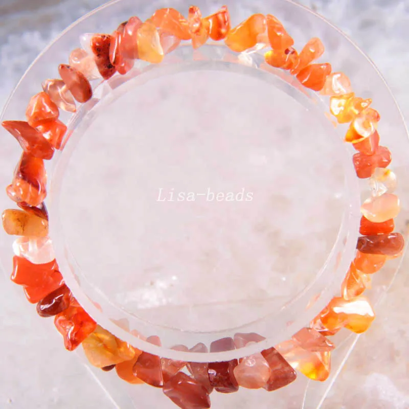 Carnelian Браслет ювелирный подарок для женщин девушек натуральный камень чип бусины браслет Кристалл Опал Сердолик Lapis шнур стрейч " 1 шт - Окраска металла: Carnelian