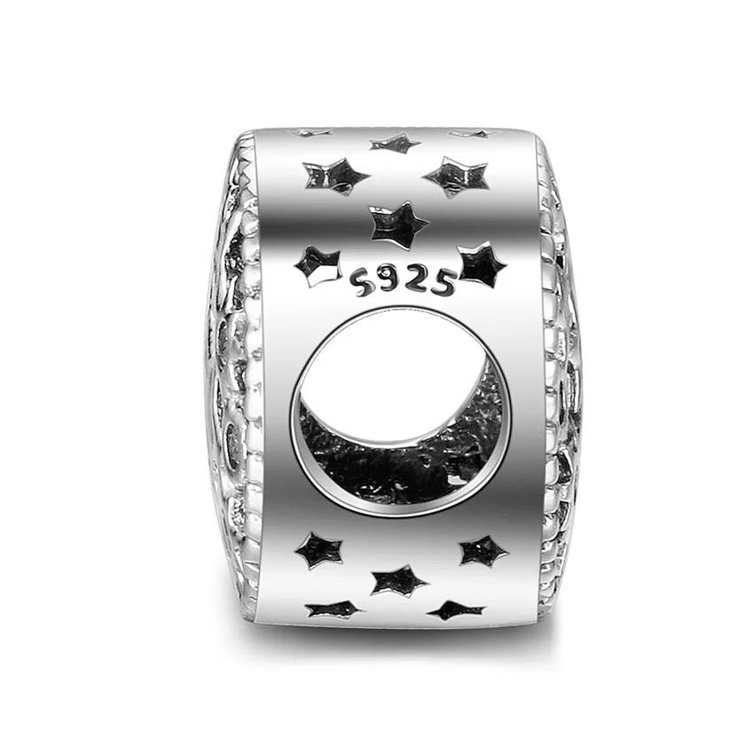 925 стерлингового серебра синий стартует эмалевые Бусины круглые полые рукоделие