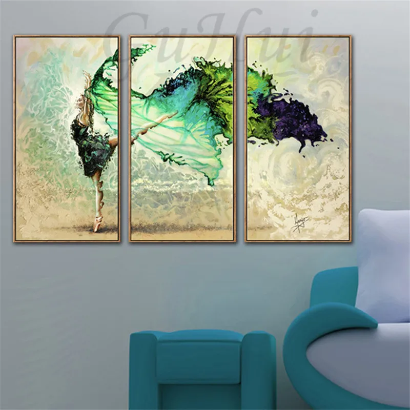 Современная элегантная зеленая лента балет красота абстрактная картина маслом
