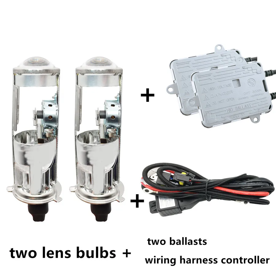lens ballast cable H4 Проектор 12 В 55 Вт Би-лампы ксеноновые HID лампы светильник Hi/Lo луч головной светильник для H4 мини проектор Объектив Би-ксеноновые лампы без потерь - Цвет: lens ballast cable