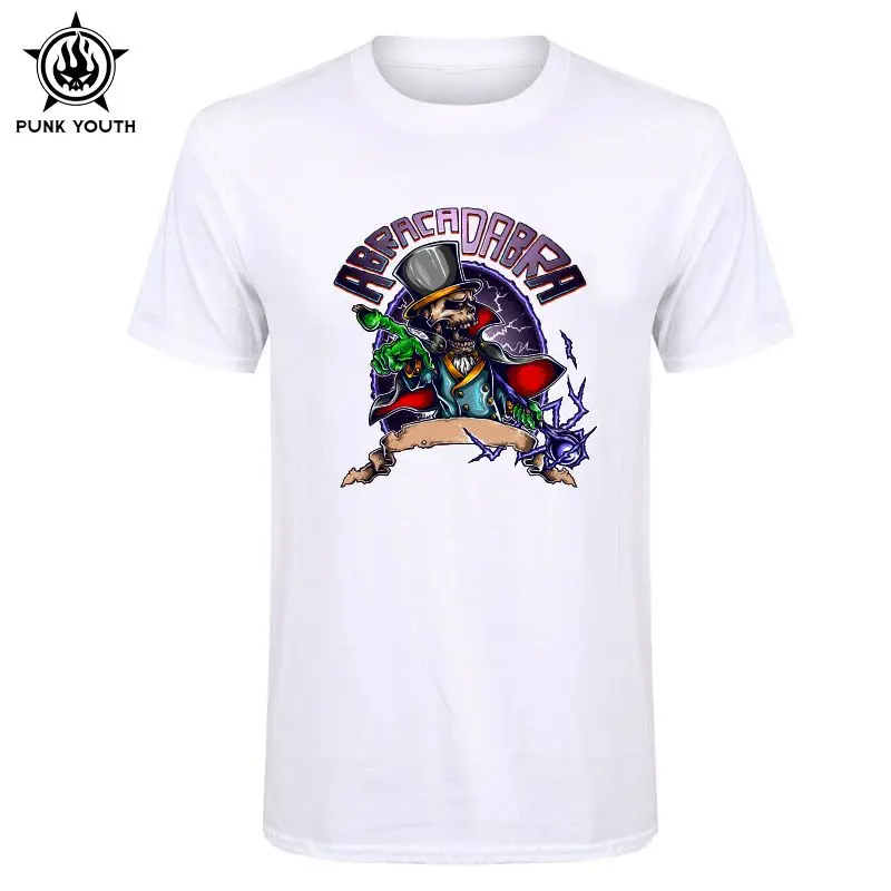 2018 ABRACADABRA Print Men's Fashion T-Shirts Cute Punk Skull Brand Tee Shirt Hip Hop Casual Fitness Homme Swag Clothing | Мужская