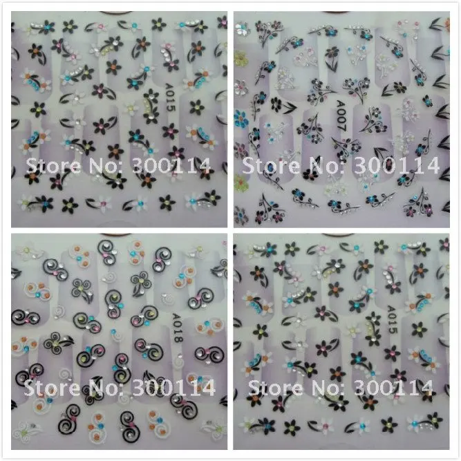 Оптовая продажа новейшие модные наклейки для ногтей 48 стилей 3D с французским