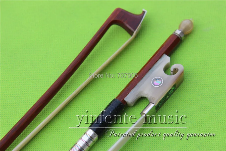 NJX-0047# 4/4 Brazilwood Baroque Violin Bow  white OX horn   f rog 1 pcs    Straight Pretty inlay Color