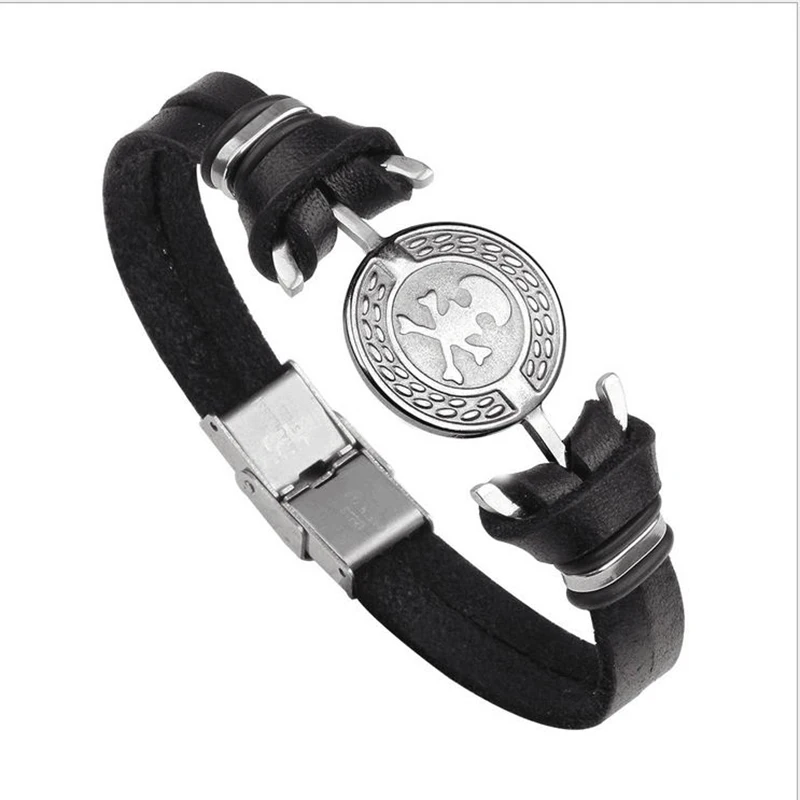 Wristhand Bracelet Stainless Steel Boat Anchor Skeleton Genuine Leather Men Pulseras Muje Feminina bracciali uomo | Украшения и