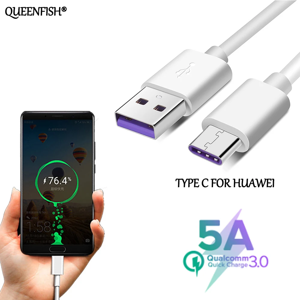 QUEENFISH USB C кабель 5A Supercharge usb type для huawei p10 Быстрая зарядка быстрое зарядное