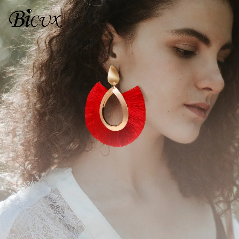 BICUX Серьги-кисточки в богемном стиле для женщин модные эффектные большие