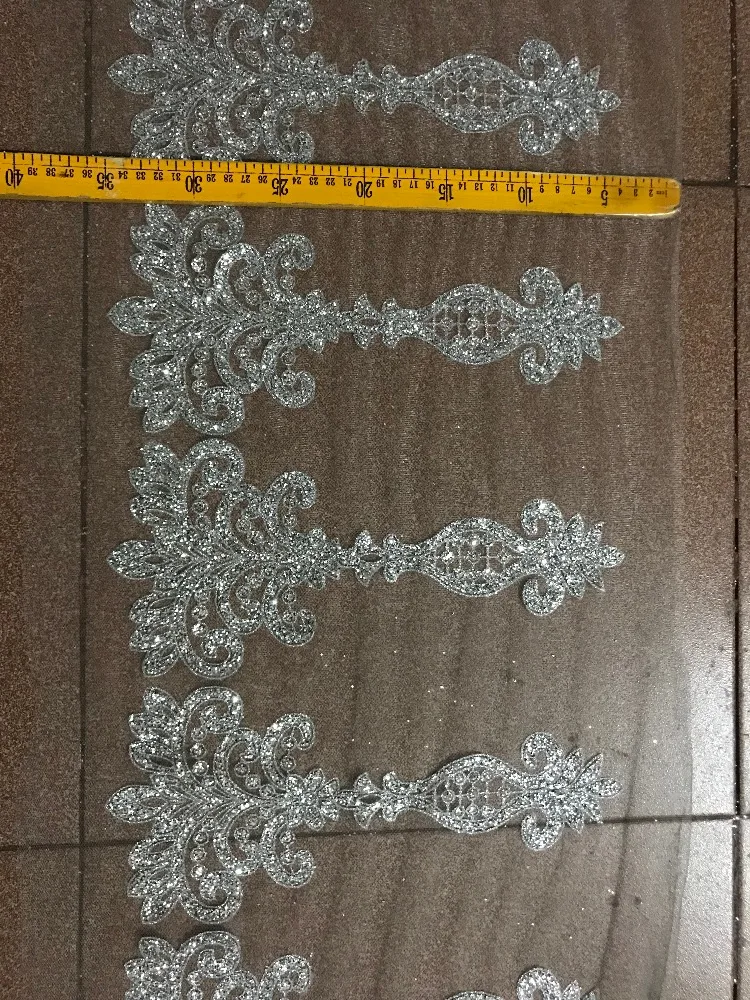 Блестящая ткань с вышитыми блестками 10y сетчатая кружевная приклеенная