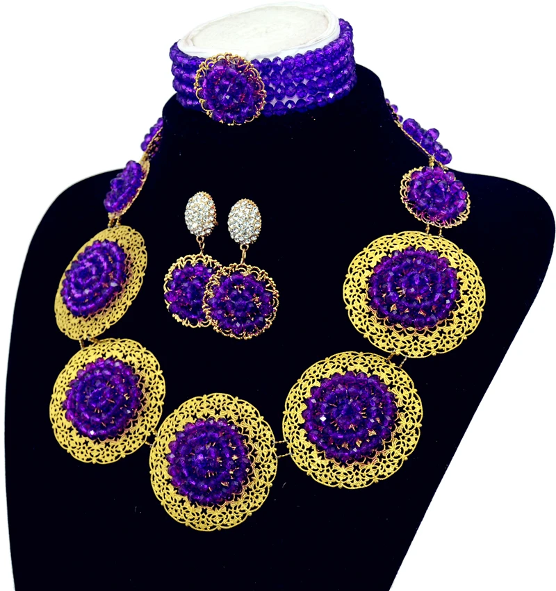 Модный комплект ювелирных изделий из нигерийских и африканских свадебных бусин