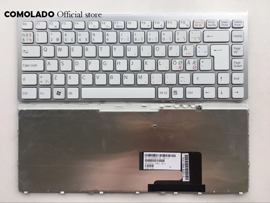 ND Скандинавская клавиатура для Sony Vaio VGN-FW серия VGN FW белая с серебряной рамкой