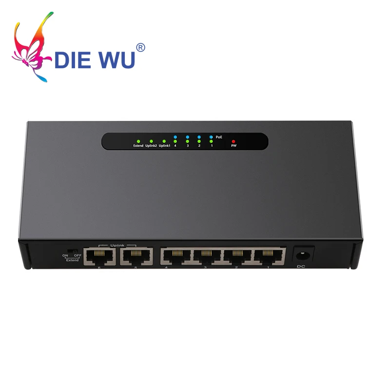 DIEWU 4+ 2 Порты и разъёмы коммутатор питания через Ethernet 10/100 Мбит/с Полный/полудуплекс VLAN сетевой коммутатор Ethernet af/at для POE IP CCTV Камера