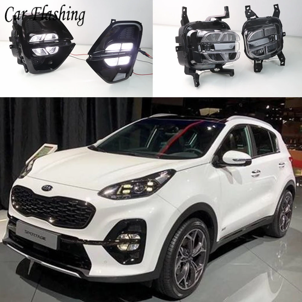 Car Flashing 2pcs LED For Kia sportage KX5 Daytime Running Light DRL LED Day Light Front Bumper Head Fog Lamp White