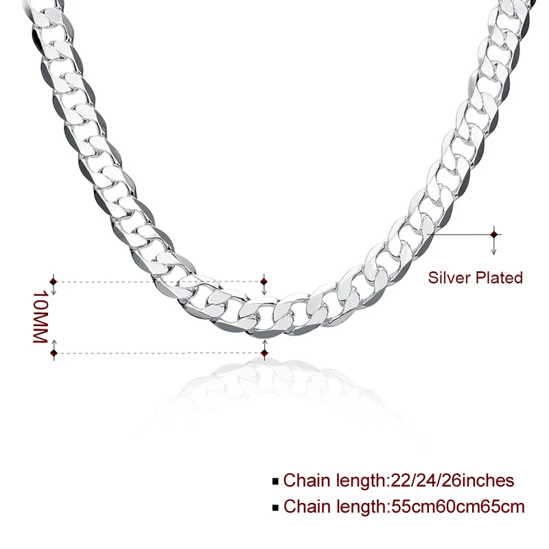 Фигаро цепочка на шею для мужчин серебряная N185 10 мм 20 дюймов 22 дюйма 24 дюйма|chain