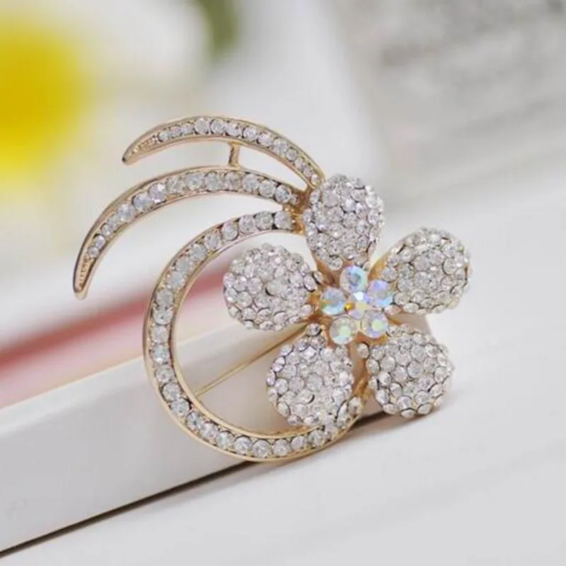 Роскошные ювелирные изделия большие красочные броши с цветами из кристаллов