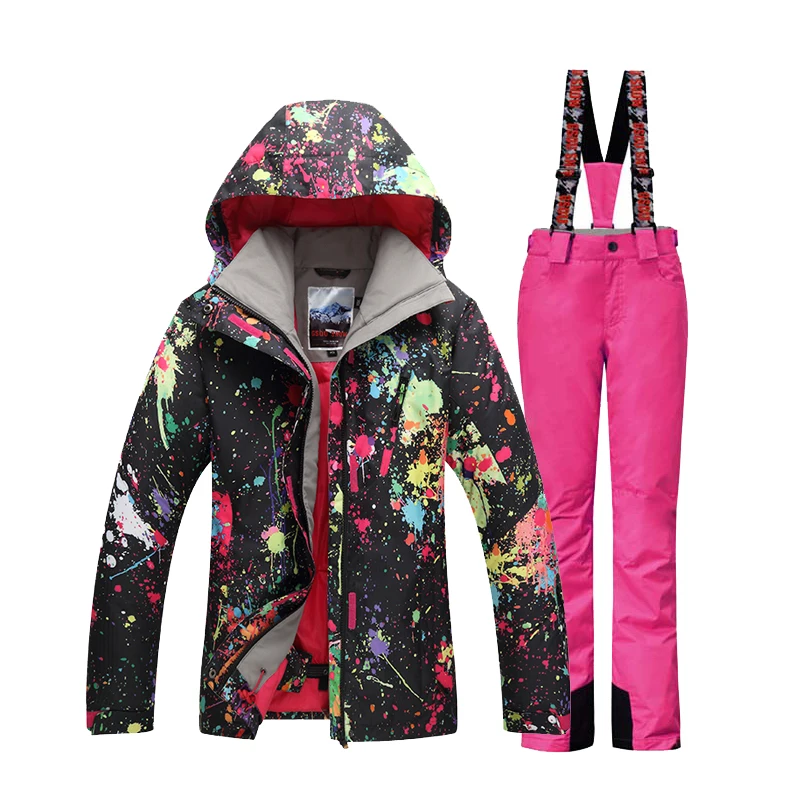 Gsou снег Лыжная куртка Брюки для девочек ветрозащитный Водонепроницаемый уличная
