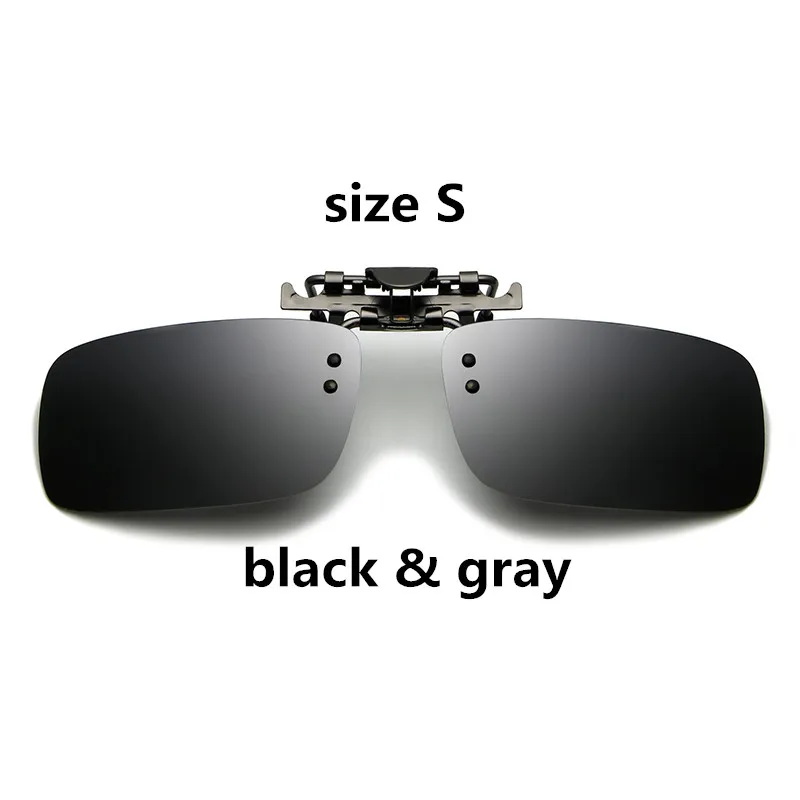 black and gray S Поляризованные солнцезащитные очки клип на UV400 вождения ночного видения клип на очки Аксессуары Солнцезащитные очки линзы Óculos Gafas De Sol - Цвет линз: black and gray S