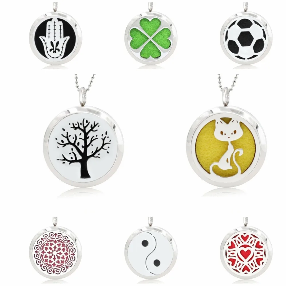 30 мм диффузор медальон ожерелье кулон кошка дерево сердце из нержавеющей стали