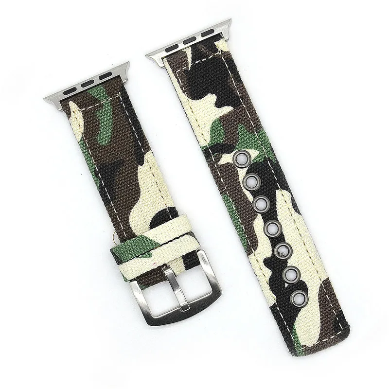 Green Camouflage YUKIRIN камуфляж наручные ремень полотно холста для Apple Watch Series 4 3 2 1 нейлоновый ремешок для iwatch мужской 44 мм 42 мм 40 мм 38 мм - Цвет ремешка: Green Camouflage