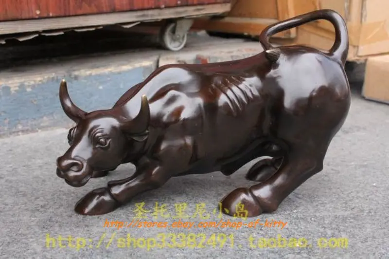 11 &quotдлинный большой бронзовый кофе Уолл Стрит бык фигурка статуя медное