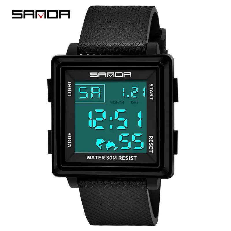 Мужские квадратные часы для студентов средней школы электронные мужские