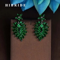 hibride green cz stone drop earring for women jewelry brincos marquise cut cz earring wholesale bridal gifts whosale e 859