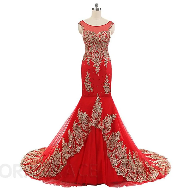 Real Photos Romantic Applique Beaded Mermaid Designer Evening Dresses Formal For Women DGE040 | Свадьбы и торжества