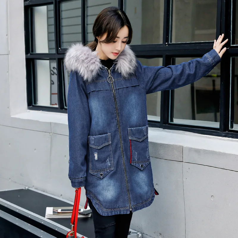 Женская ветровка синяя хлопковая с капюшоном на весну и осень|denim jackets ladies|bomber