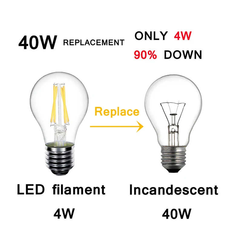 LED Bulb E27 220V E14 Led Candle Light Lamp Filament Glass Ball Lighting Indoor Living Room | Освещение