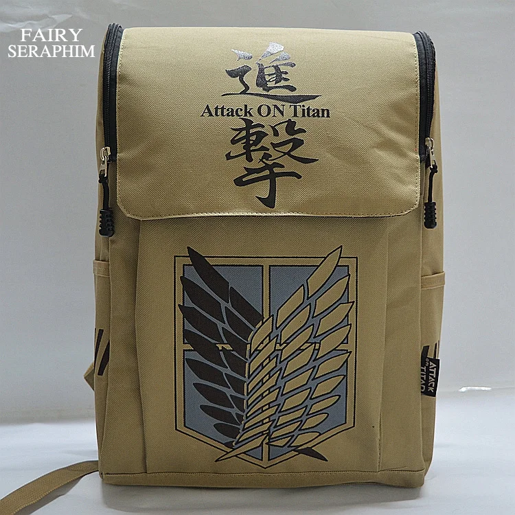 

New Fashion Rushed Printing Animated Cartoon School Bag Unisex Teenagers Women Mochila Softback Attack On Titan Canvas Backpack