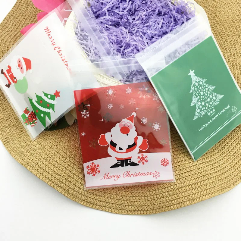 Распродажа 100 шт./лот смешанный стиль Merry Рождество пластиковые пакеты печенья
