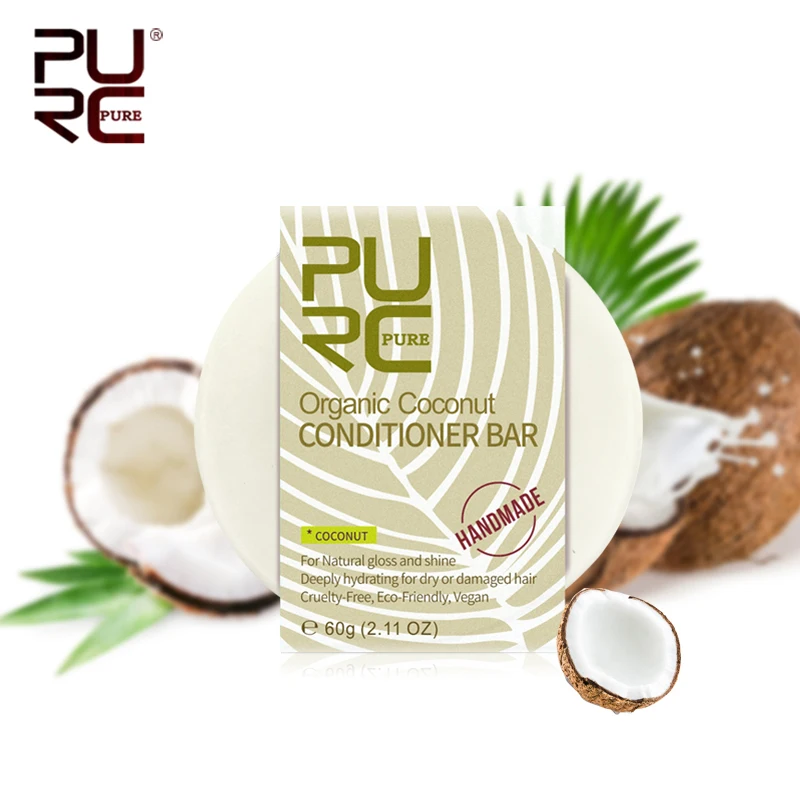 

11.11 PURC Organic hair coconut conditioner bar handmade solid hair conditioner soap deeply hydrating for dry/damaged hair care