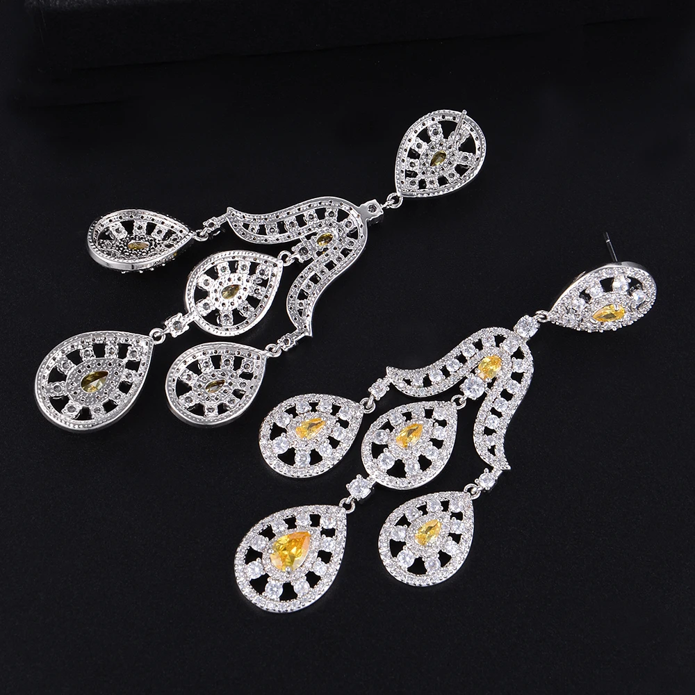 

Siscathy Trendy Big Drop Dangle Statement Earrings for Women Fashion Bohemian AAA Cubic Zirconia Womens Earrings in Jewelry