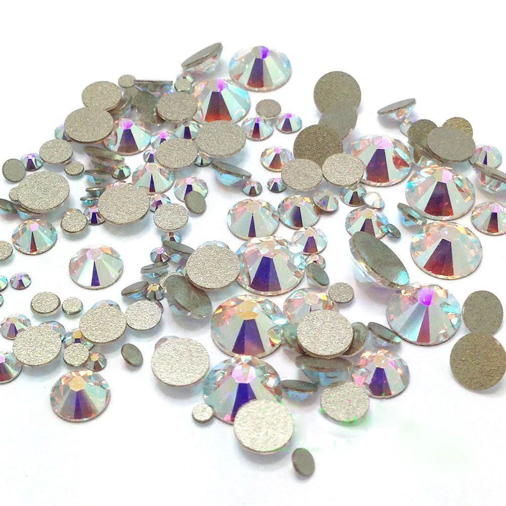 

Mix Size 1440pcs Crystal AB Non Hotfix Flatback Rhinestones Nail rhinestoens For Nail Art Decoration Gems Garment Rhinestones