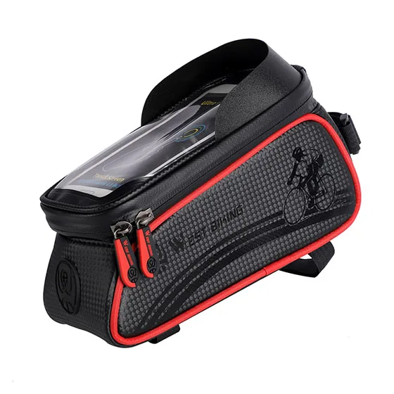 Black Red WEST BIKING велосипедная передняя рамка верхняя труба сумка для велосипеда водонепроницаемый Сенсорный экран чехол для телефона сумки MTB дорожный велосипед аксессуары для велосипеда - Цвет: Black Red