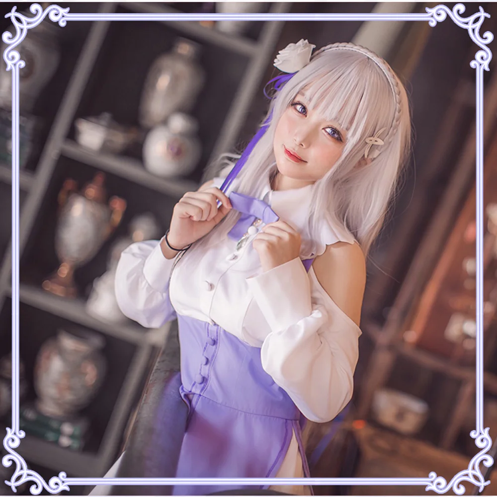 VEVEFHUANG Re Zero Kara Hajimeru Isekai Seikatsu Emilia/платья для косплея парик костюмы Rem Ram женщин и
