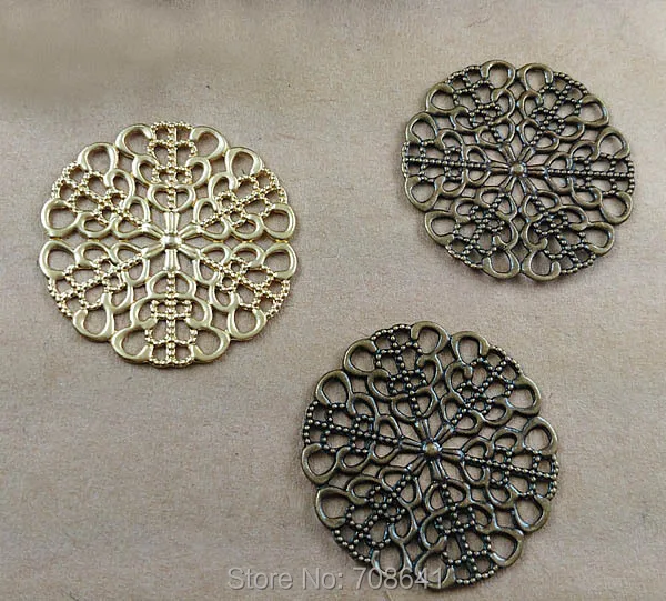 25 мм филигрань плоский круг цветок Обертывания соединения соединители