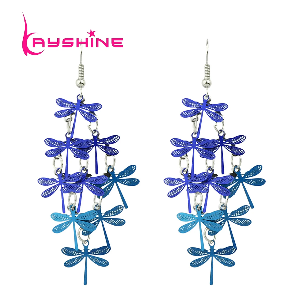 Boho Стиль симпатичные партии Серьги синий и Красочные стрекоза чешского