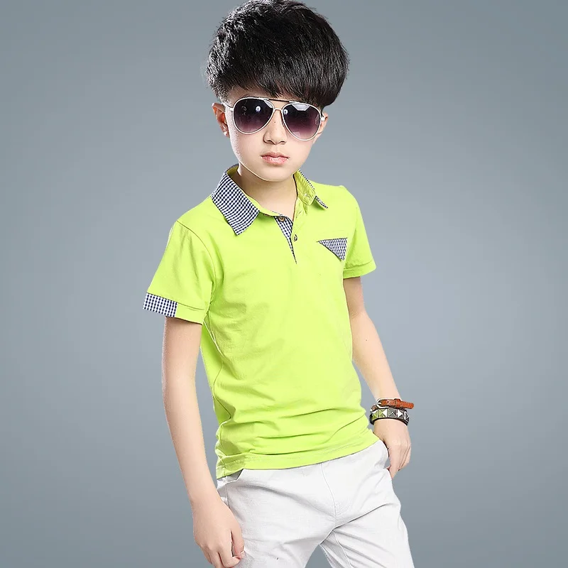 Kids Boys Short-sleeved Suit Summer Children's Cotton T-shirt + Boy Shorts 5-15 Years Teenager Boy' Sets Polo Tee |