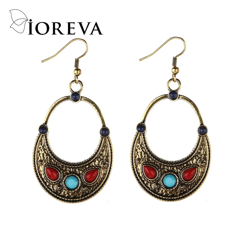 Старинные серьги чешские падение для женщин бирюзовый boho ювелирные изделия 2017