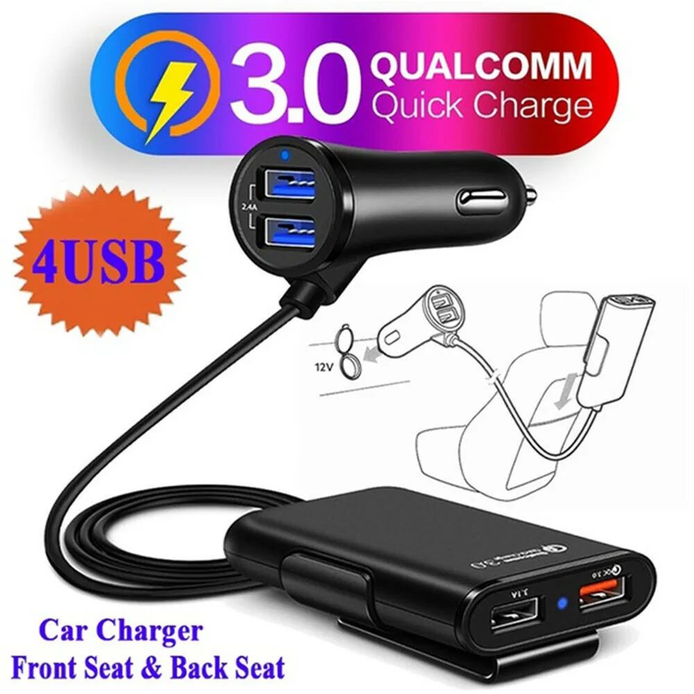 Автомобильное зарядное устройство KONGYIDE QC 3 0 для телефона на заднее сиденье Iphone