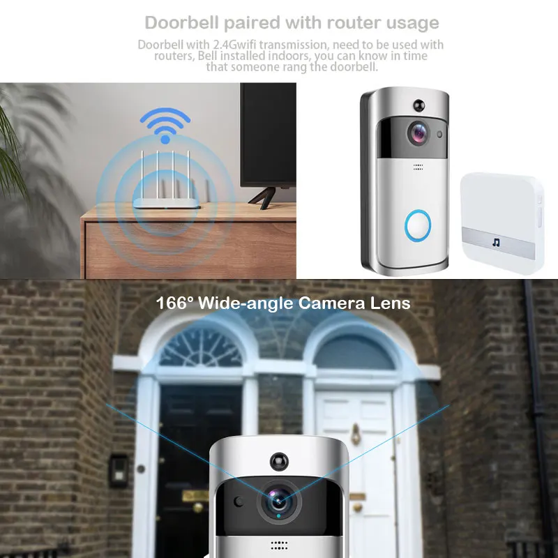 Умный беспроводной Wifi видео дверной звонок Домофон телефонный звонок Дверной звонок камера Инфракрасный пульт дистанционного записи домашний мониторинг безопасности