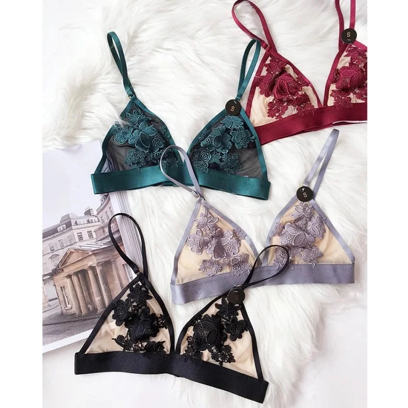 Комплект женского кружевного нижнего белья с чашками пуш ап 3/4|lingerie set|brief setembroidery
