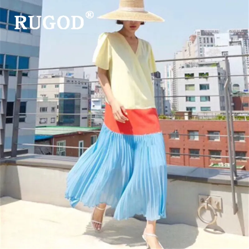 Женское шифоновое платье RUGOD Ins длинное макси в Корейском стиле летнее