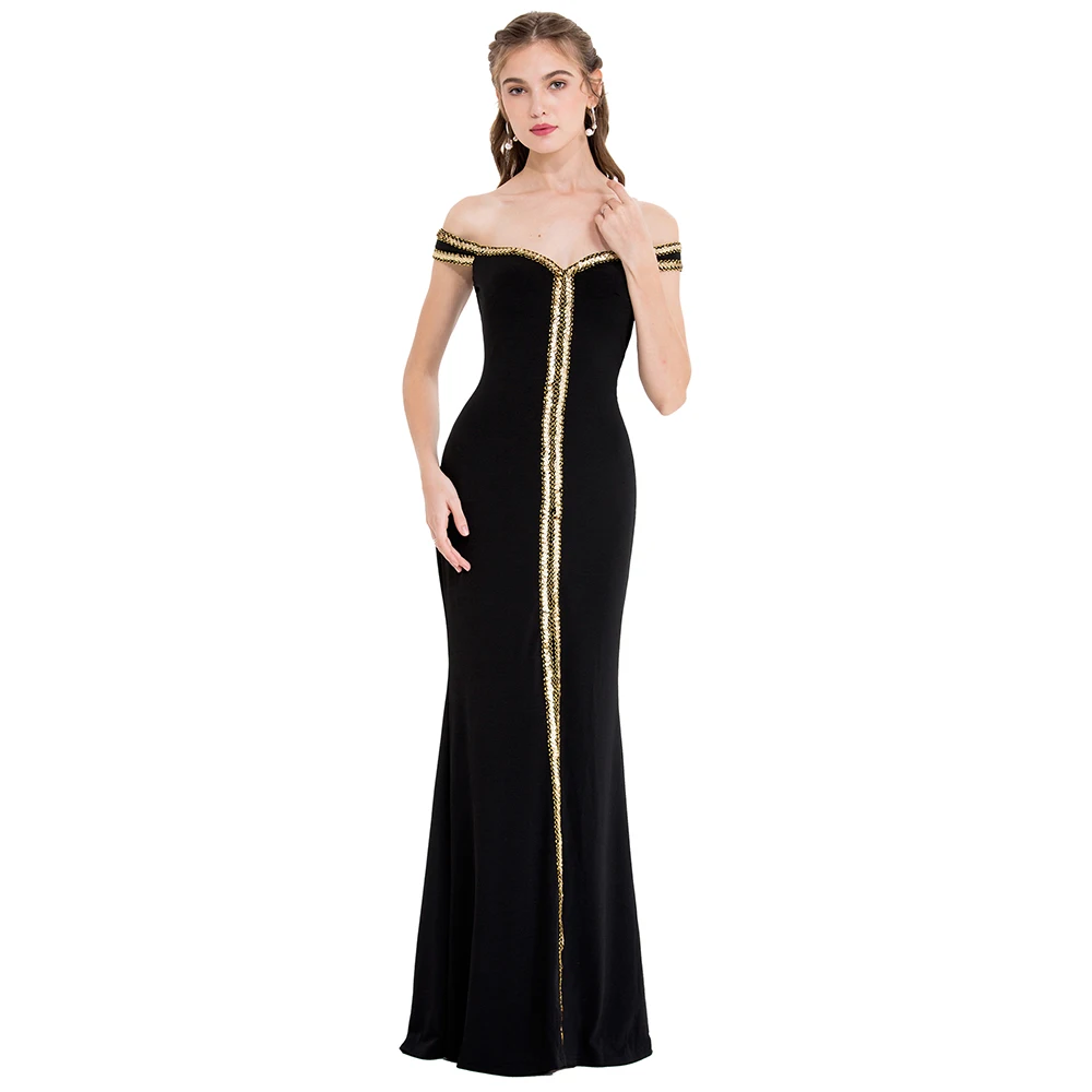 Женское платье с вырезом лодочкой Angel fashions Черное вечернее для матери невесты