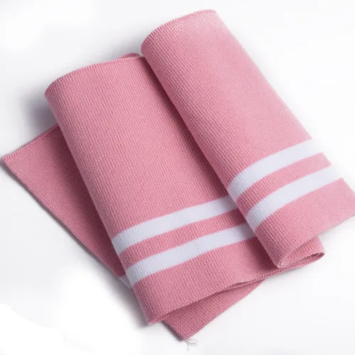 Pink white Тонкая полоса хлопок стрейч вязать вырез манжеты пояс ребра отделка свитер ткань для свитера бейсбол одежда аксессуары - Цвет: Pink white