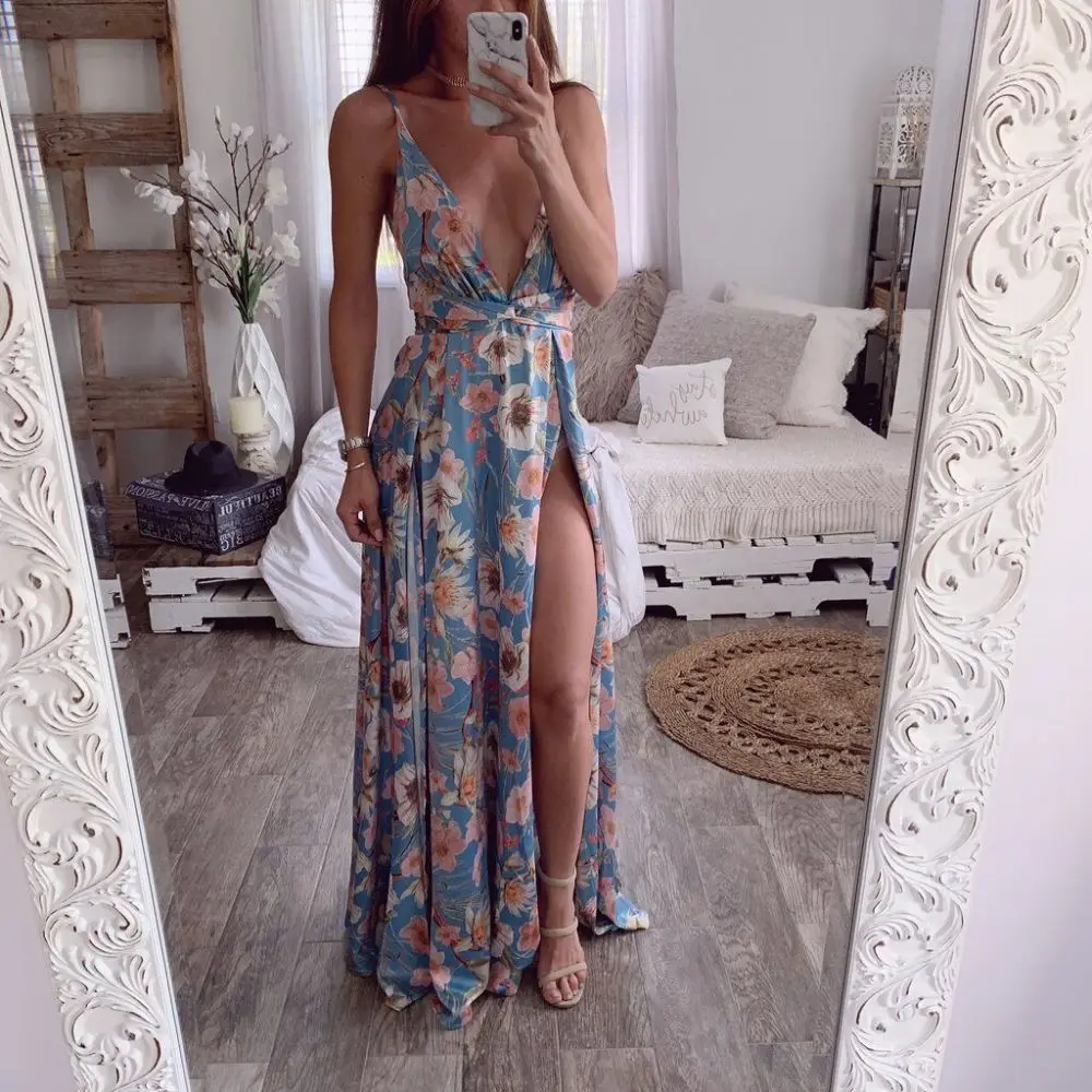 Женское платье без рукавов LALYSSE летнее пляжное длинное вечернее макси с глубоким