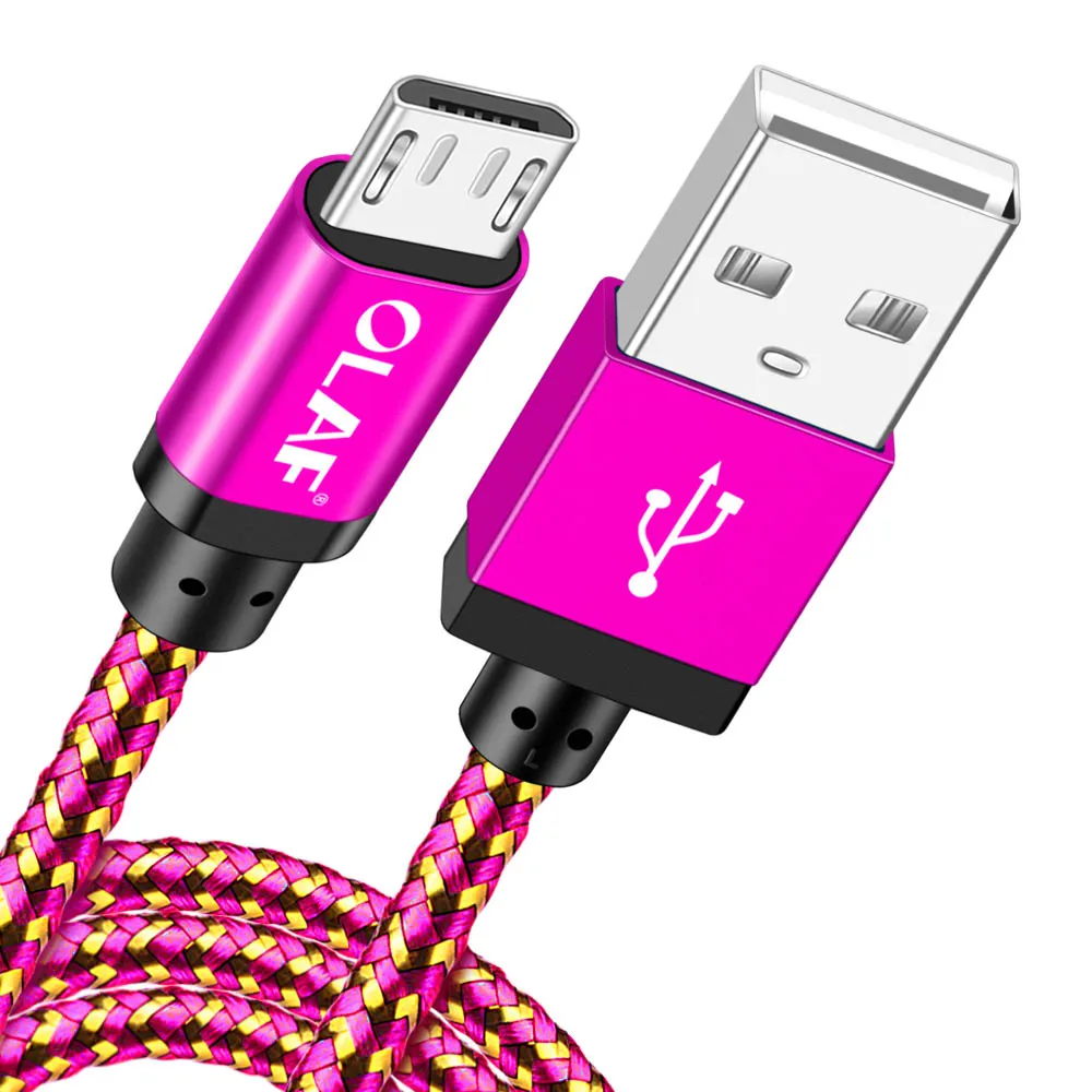 Rose red Olaf Micro USB кабель 2A Быстрая зарядка зарядное устройство USB кабель для передачи данных для samsung Xiaomi LG планшет Android мобильный телефон usb зарядный шнур - Цвет: Rose red