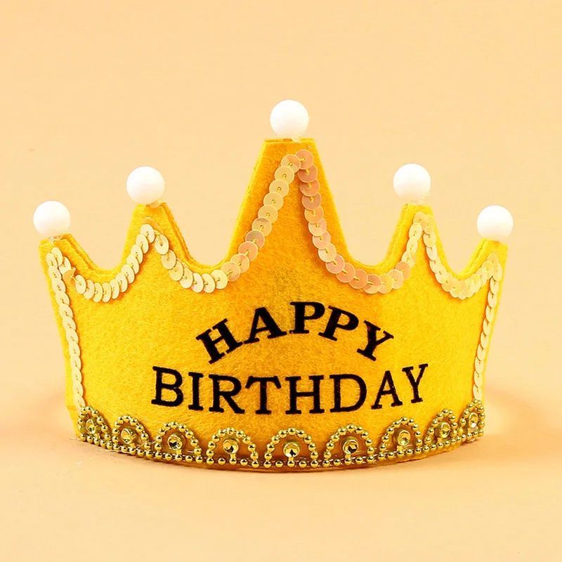 Yellow Kids Party Toys Happy Birthday Hat Led Flashing Crown Toys for Children Hats 0-3 Years Headgear Baby Girls Boys Gift - Цвет: Yellow